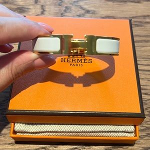 Hermes Clic HH bracelet PM size in white & gold